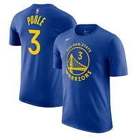 T-shirt Nike Jordan Poole Royal Golden State Warriors avec nom et numéro pour homme