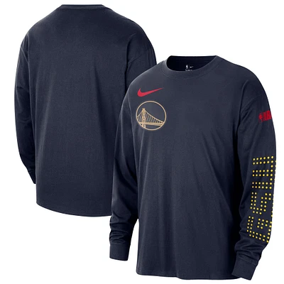 T-shirt à manches longues Nike bleu marine Golden State Warriors 2024/25 City Edition Courtside Max90 pour homme