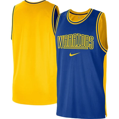 Débardeur en maille Nike Performance pour Homme Golden State Warriors Courtside Versus Force Split DNA Royal/Or