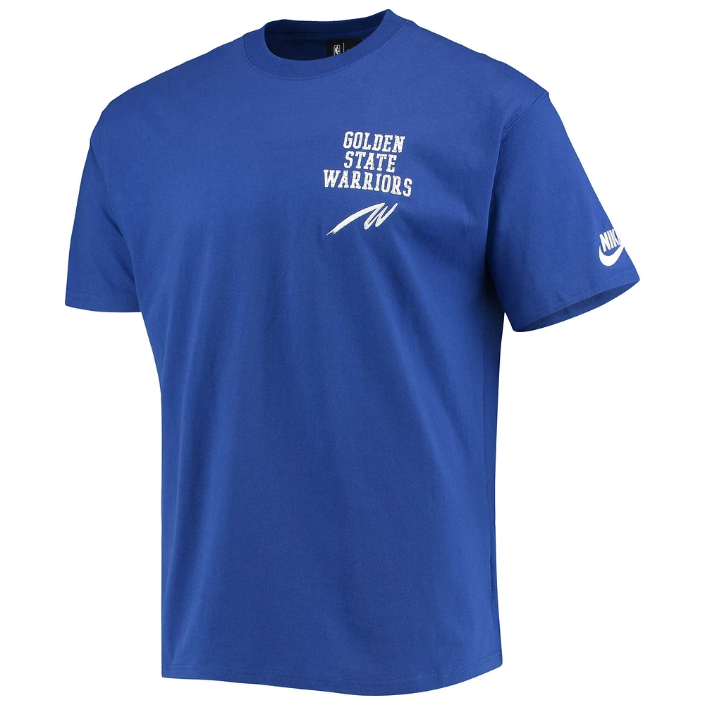 T-shirt Nike Royal Golden State Warriors 2021/22 édition classique Origins Courtside pour homme