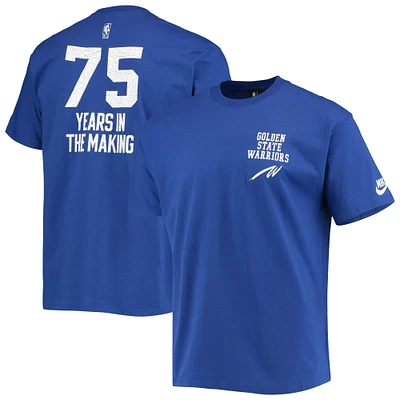 T-shirt Nike Royal Golden State Warriors 2021/22 édition classique Origins Courtside pour homme