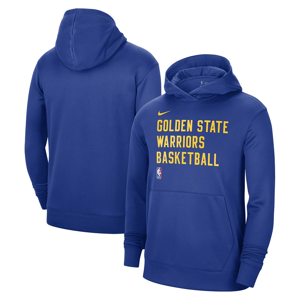 Men's Nike Royal Golden State Warriors 2023/24 Performance Spotlight On-Court Practice Pullover Hoodie