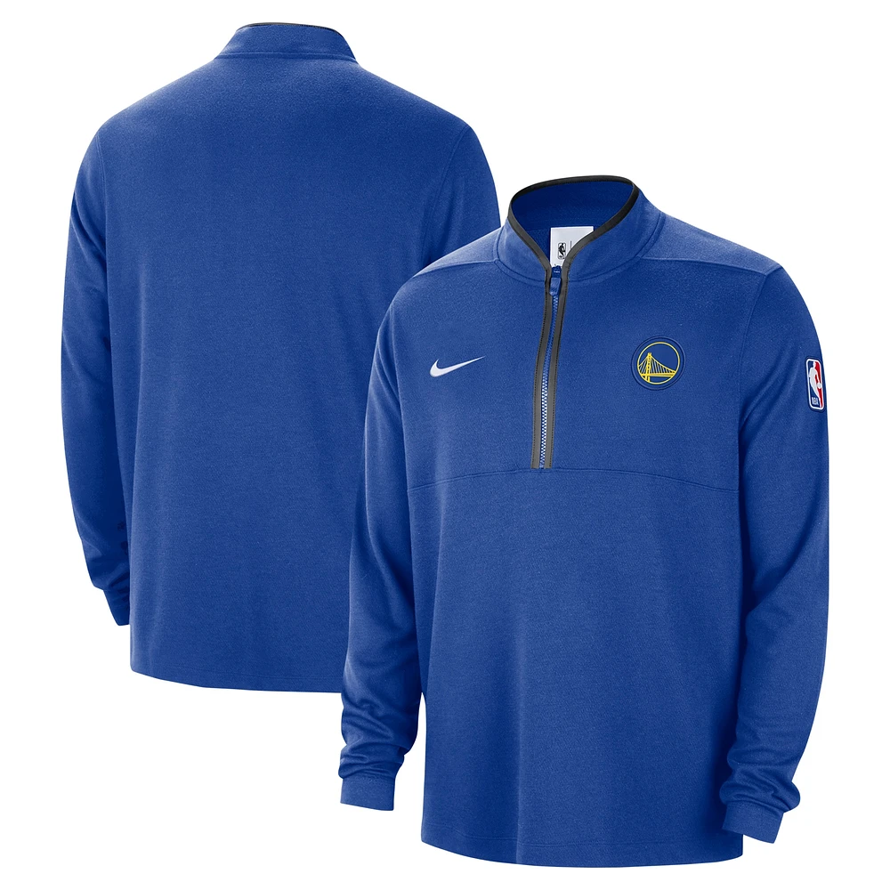 Haut à demi-zip Nike Royal Golden State Warriors 2024/25 Courtside Performance pour homme