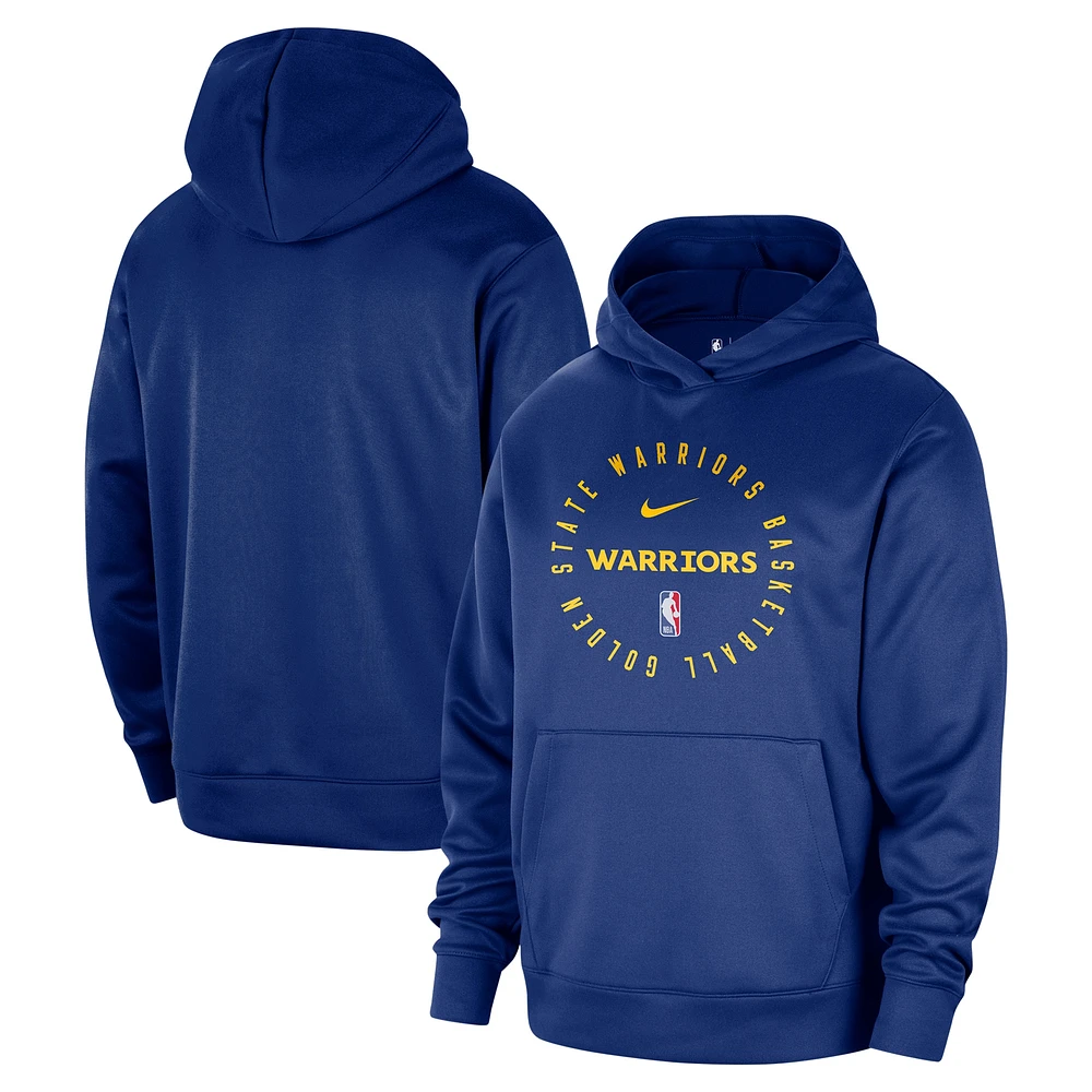 Men's Nike Royal Golden State Warriors 2024/25 Spotlight On-Court Practice Performance Pullover Hoodie