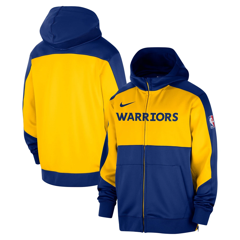 Sweat à capuche entièrement zippé Nike Royal Golden State Warriors Authentic On-Court Showtime Performance pour homme