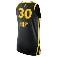 Maillot authentique Nike Stephen Curry noir des Golden State Warriors pour homme - City Edition