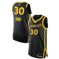 Maillot authentique Nike Stephen Curry noir des Golden State Warriors pour homme - City Edition