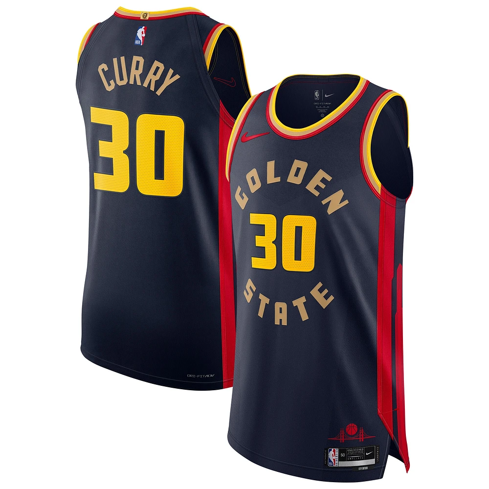 Maillot de joueur authentique Nike Stephen Curry bleu marine Golden State Warriors 2024/25 pour homme - Édition City