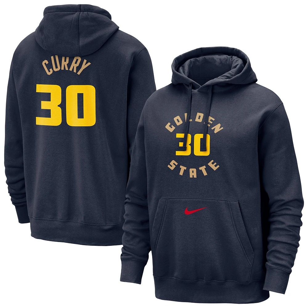 Sweat à capuche Nike Stephen Curry bleu marine Golden State Warriors 2024/25 City Edition avec nom et numéro pour homme