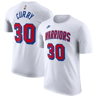 T-shirt Nike Stephen Curry pour homme, édition classique avec nom et numéro des Golden State Warriors, blanc