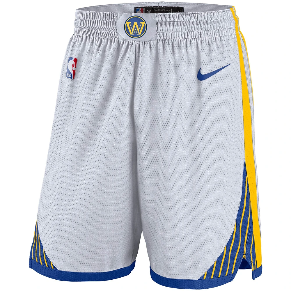 Short Nike Golden State Warriors 2019/20 Icon Edition Swingman Performance pour Homme Blanc