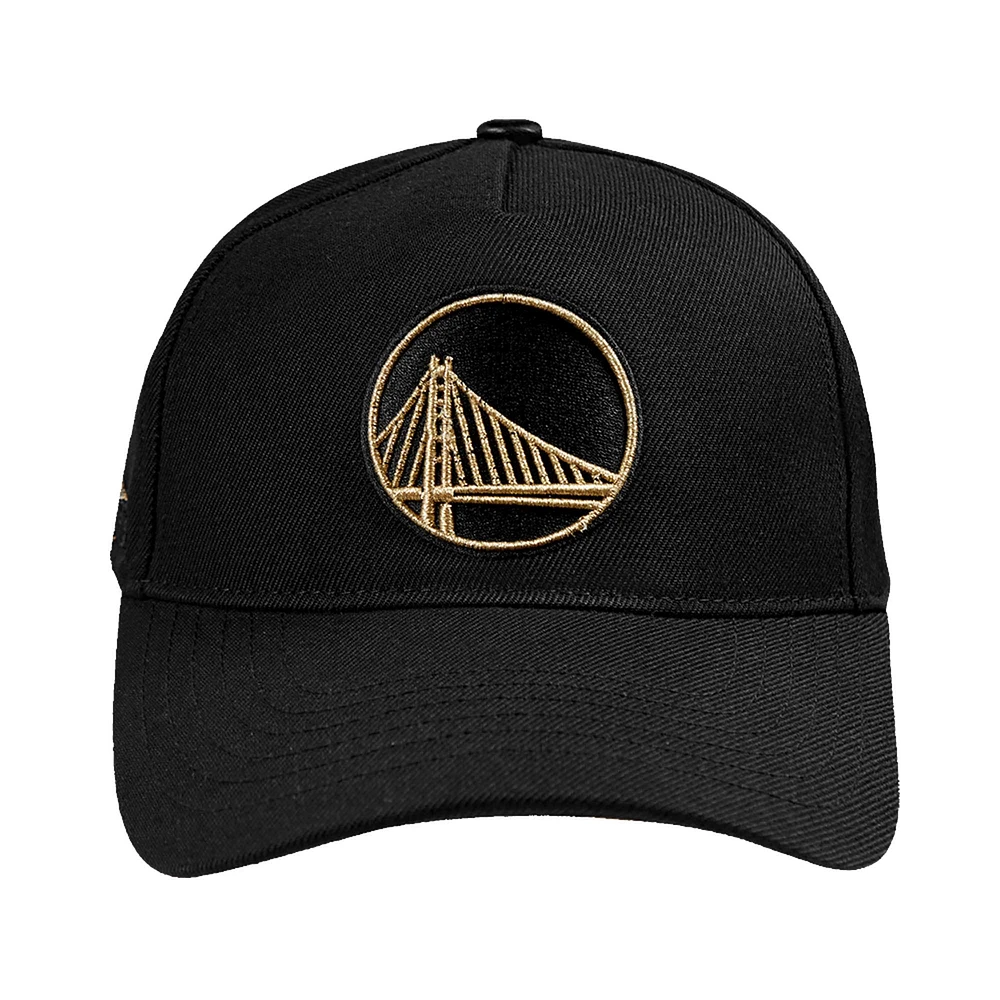 Men's Pro Standard  Black Golden State Warriors  Metallic Logo Pinch Front Adjustable Hat