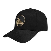 Men's Pro Standard  Black Golden State Warriors  Metallic Logo Pinch Front Adjustable Hat