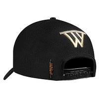 Men's Pro Standard  Black Golden State Warriors  Metallic Logo Pinch Front Adjustable Hat