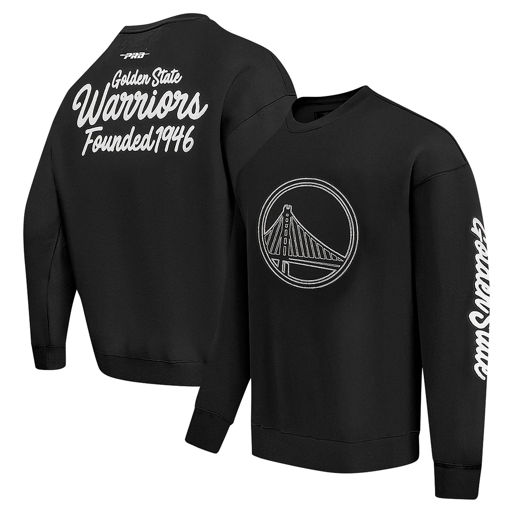 Men's Pro Standard Black Golden State Warriors Paint the City Drop Shoulder Sweatshirt