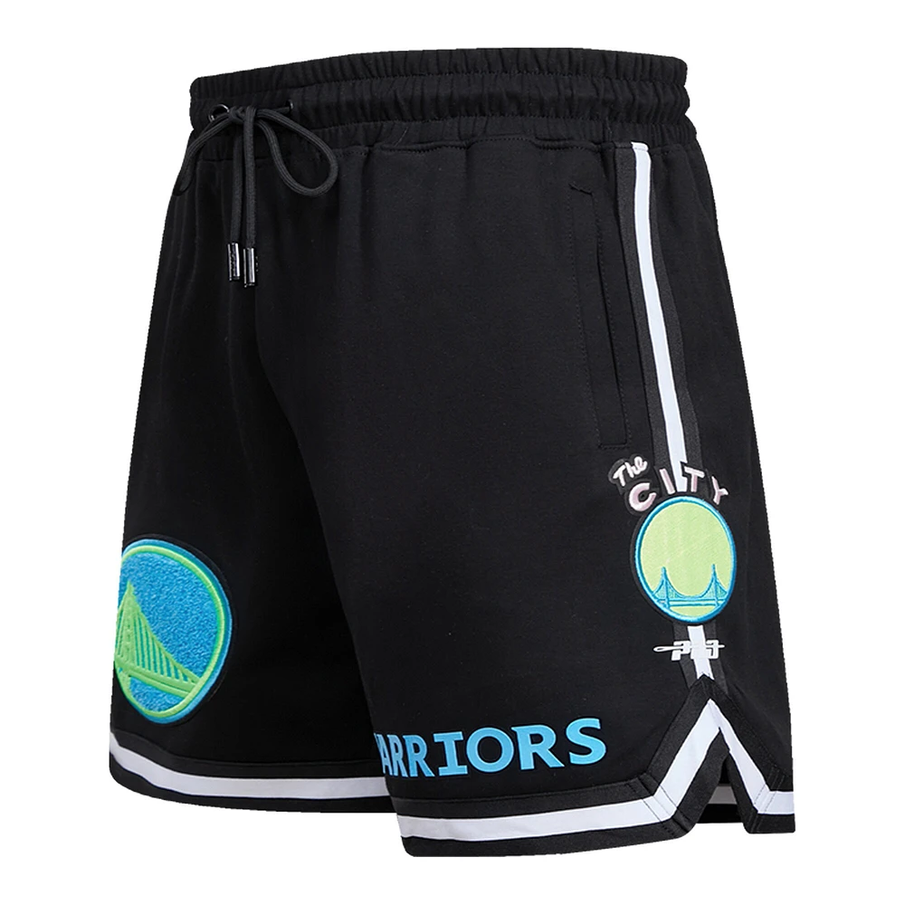 Short néon délavé Golden State Warriors Pro Standard noir pour homme