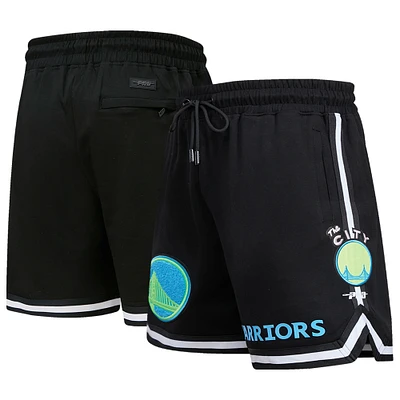 Men's Pro Standard Black Golden State Warriors Washed Neon Shorts