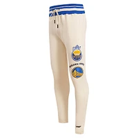 Pantalon de survêtement en polaire rétro classique Golden State Warriors Pro Standard crème pour homme