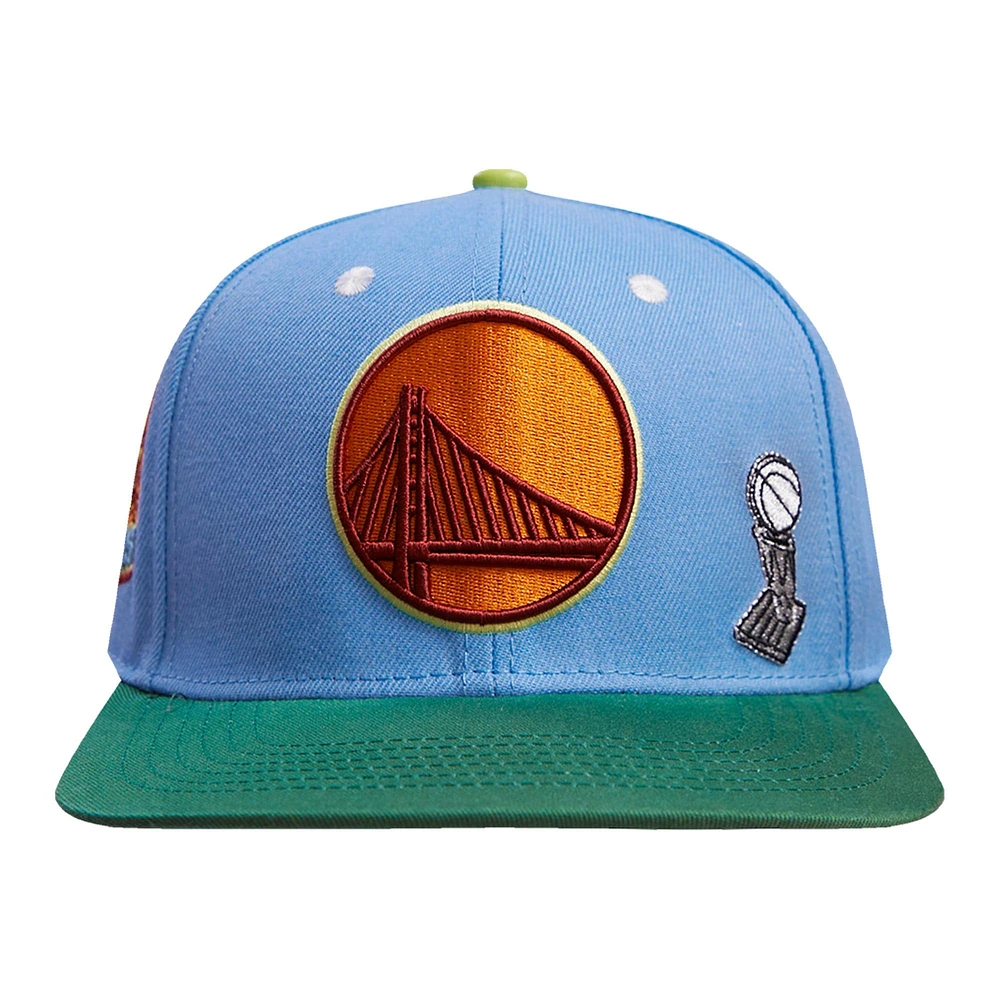 Men's Pro Standard Light Blue/Green Golden State Warriors Retro Program 2-Tone Snapback Hat