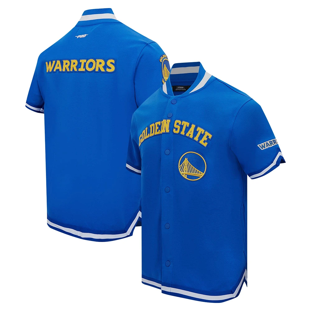 Veste d'échauffement classique à bouton-pression Pro Standard Royal Golden State Warriors pour hommes