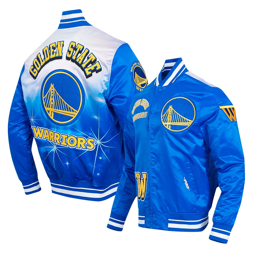 Veste à boutons-pression en satin sublimé Pro Standard Royal Golden State Warriors pour homme