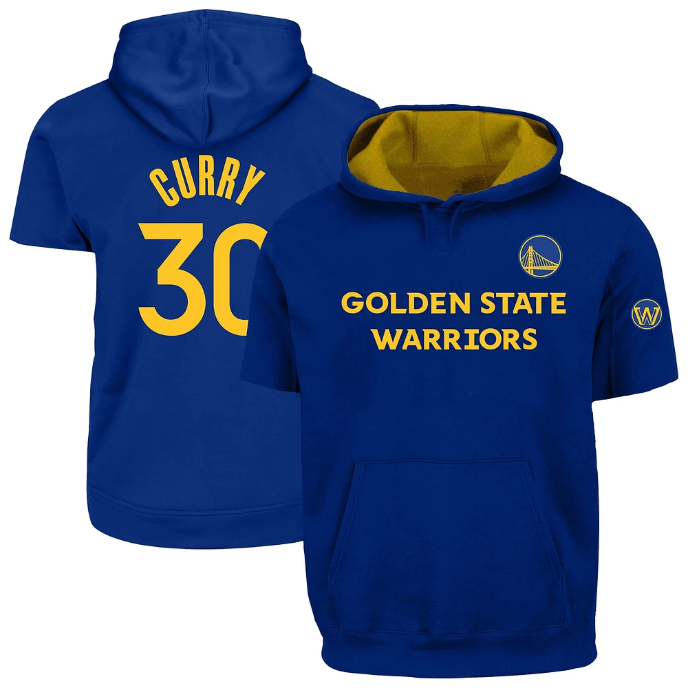 Sweat à capuche manches courtes pour homme Profil Stephen Curry Royal Golden State Warriors Big & Tall