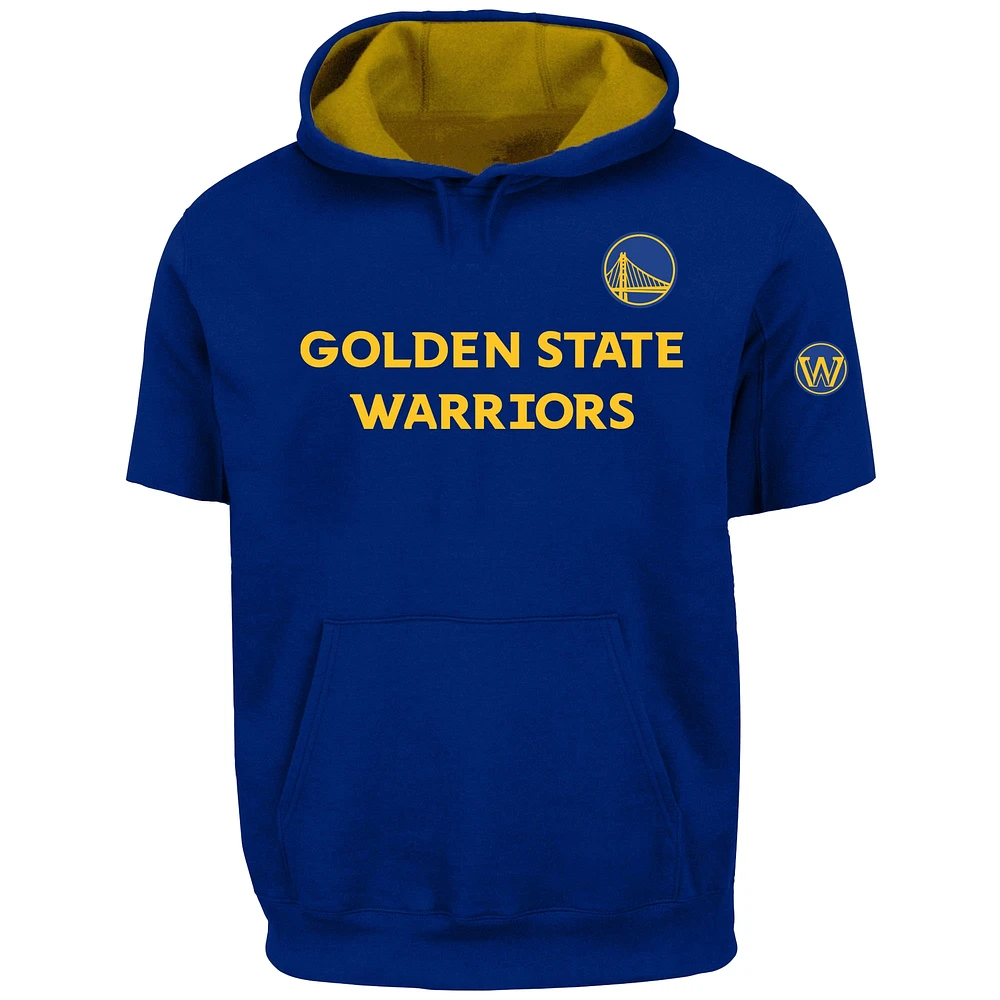 Sweat à capuche manches courtes pour homme Profil Stephen Curry Royal Golden State Warriors Big & Tall