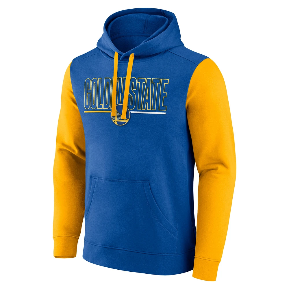 Sweat à capuche blocs de couleurs pour homme Royal Golden State Warriors Outline