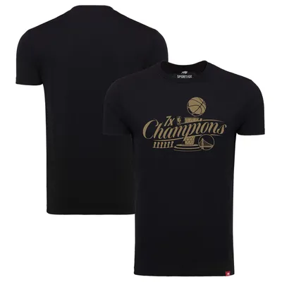 Golden State Warriors Sportiqe 7-Time NBA Finals Champions Metallic Official Logo Comfy Tri-Blend T-Shirt - Black