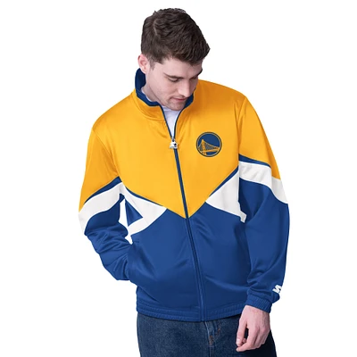 Veste de survêtement entièrement zippée pour homme avec appliqué Rush des Golden State Warriors Starter Gold/Royal