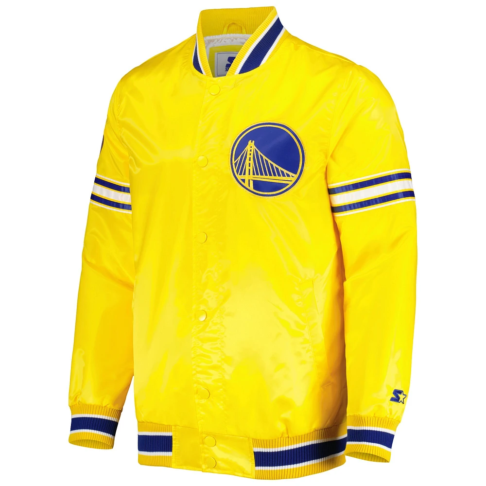 Veste universitaire Starter Gold Golden State Warriors Slider en satin à boutons-pression pour homme