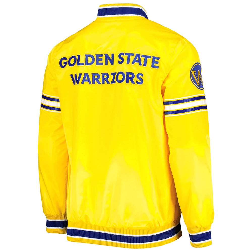 Veste universitaire Starter Gold Golden State Warriors Slider en satin à boutons-pression pour homme