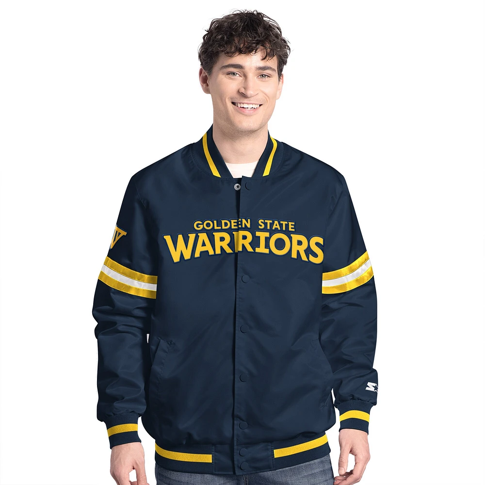 Veste universitaire Starter bleu marine pour homme des Golden State Warriors Scout à boutons-pression