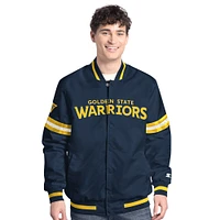 Veste universitaire Starter bleu marine pour homme des Golden State Warriors Scout à boutons-pression