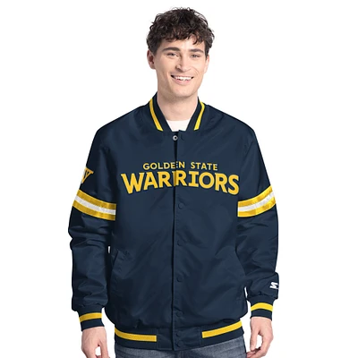 Veste universitaire Starter bleu marine pour homme des Golden State Warriors Scout à boutons-pression
