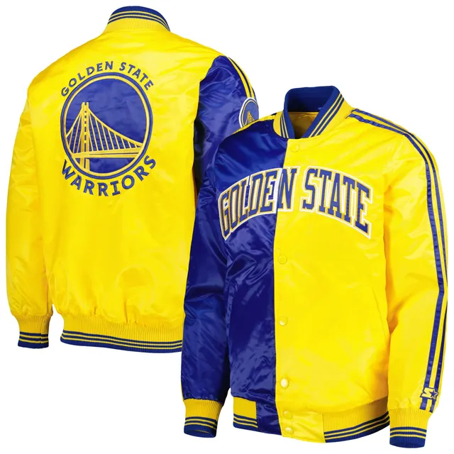 Varsity Full-Snap Satin Golden State Warriors Blue and Gold Jacket - HJacket