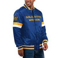 Veste universitaire en satin à bouton-pression Starter Royal Golden State Warriors pour hommes