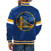 Veste universitaire en satin à bouton-pression Starter Royal Golden State Warriors pour hommes