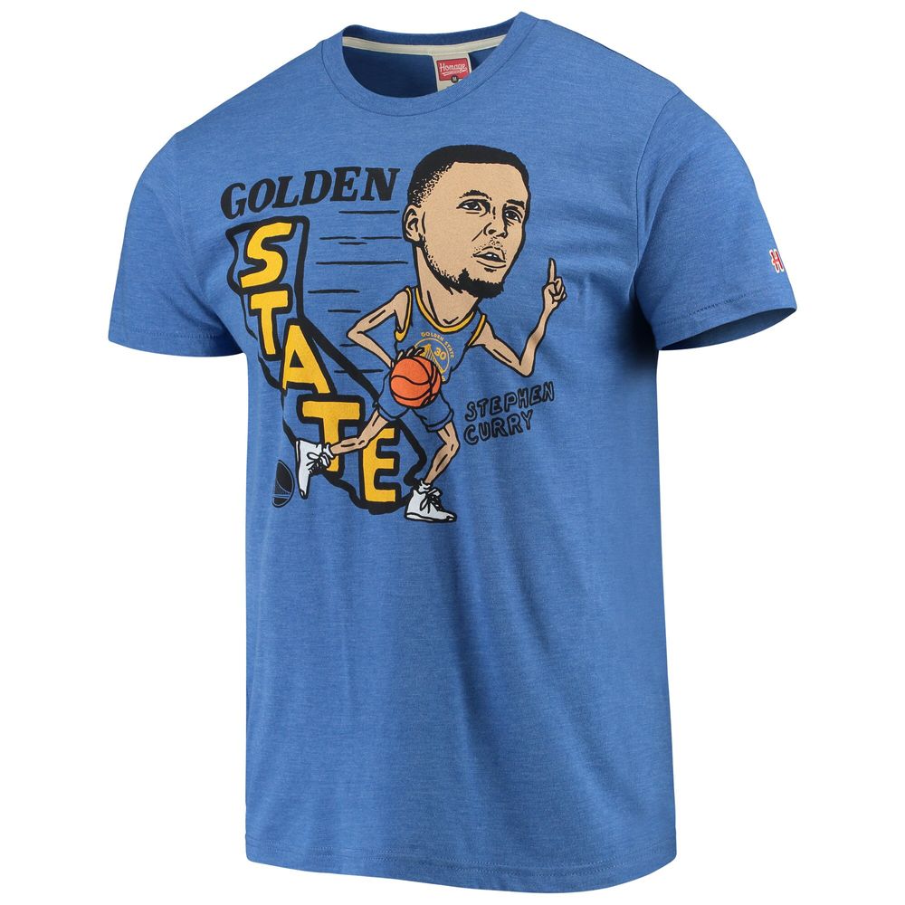 Men's Stephen Curry Royal Golden State Warriors Caricature Tri-Blend T-Shirt