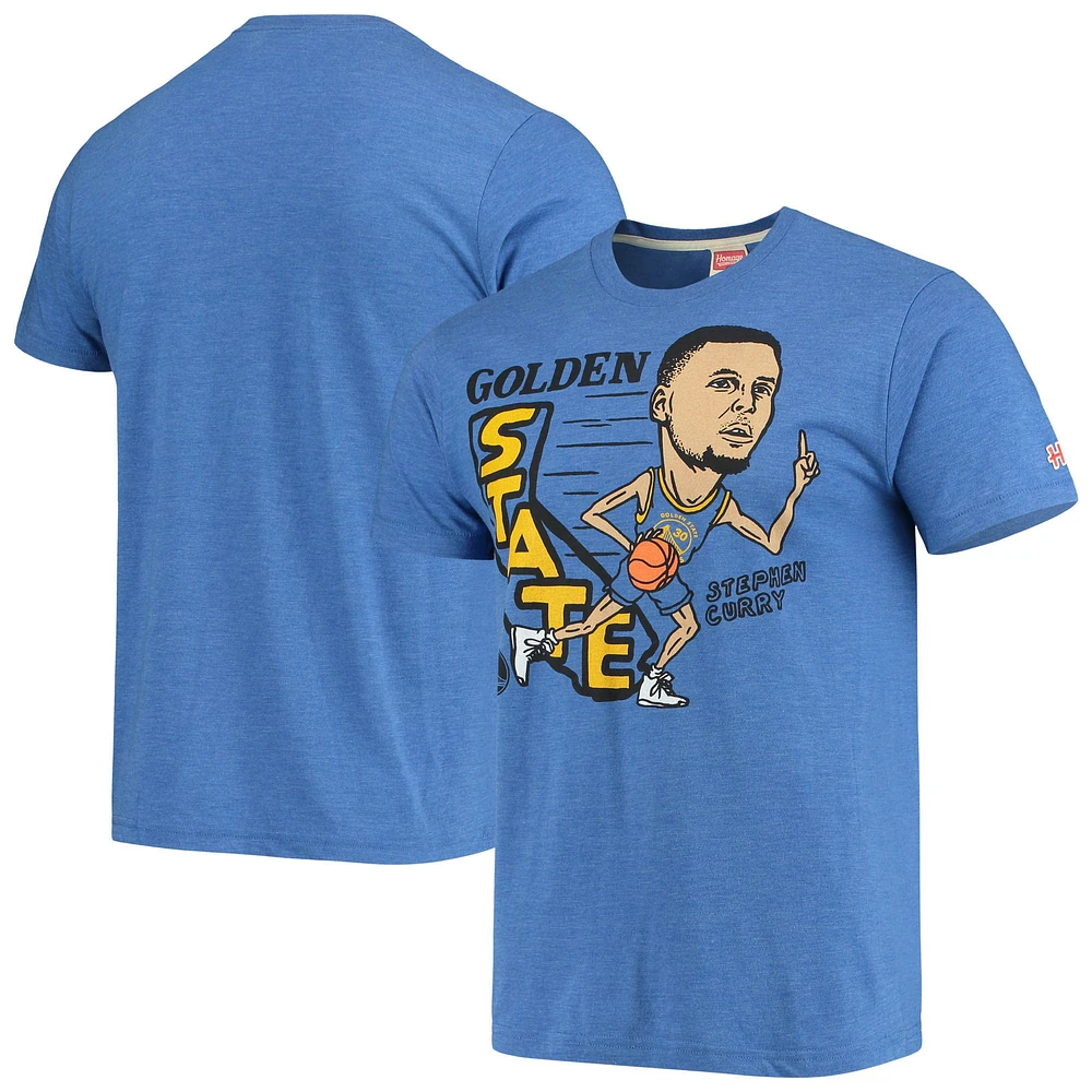 T-shirt à trois mélanges graphiques Stephen Curry Royal Golden State Warriors NBA Player pour homme