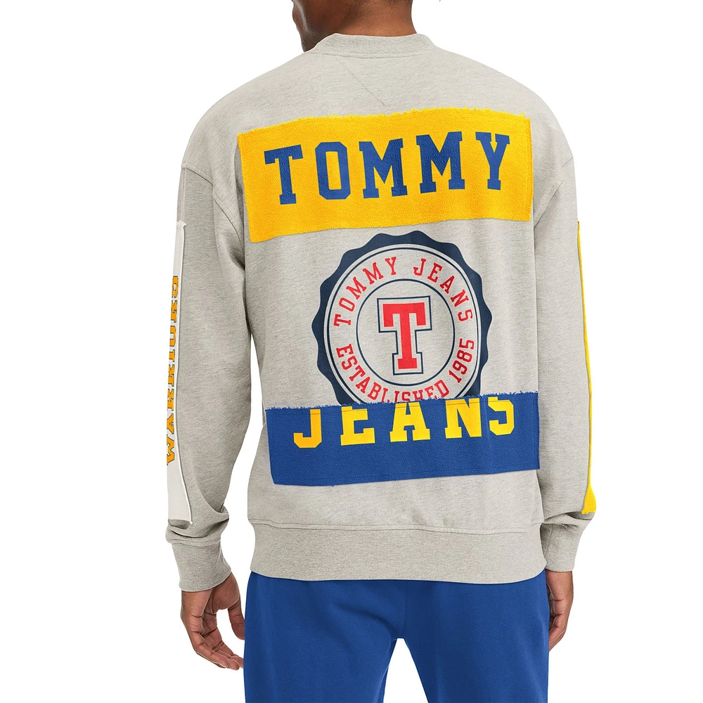 Men's Tommy Jeans Gray Golden State Warriors James Patch Pullover Sweatshirt