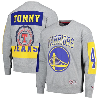 Men's Tommy Jeans Heather Gray Golden State Warriors Hayes Crew Neck Pullover Sweatshirt