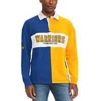 Tommy Jeans - T-shirt à manches longues Golden State Warriors Ronnie Rugby pour homme Bleu roi/jaune