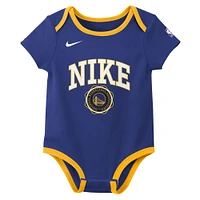 Ensemble de deux bodies Just Do It Nike Royal/Black Golden State Warriors pour nouveau-né