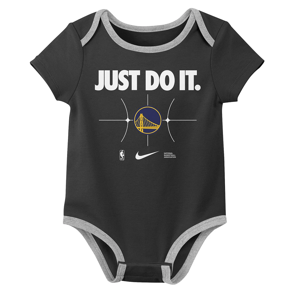Ensemble de deux bodies Just Do It Nike Royal/Black Golden State Warriors pour nouveau-né