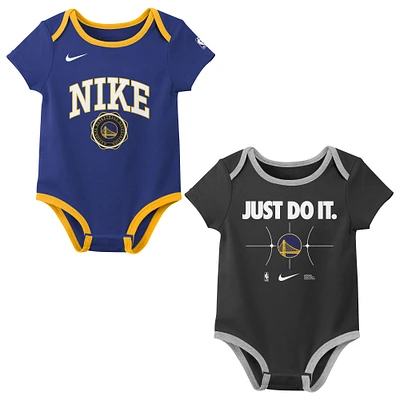Ensemble de deux bodies Just Do It Nike Royal/Black Golden State Warriors pour nouveau-né