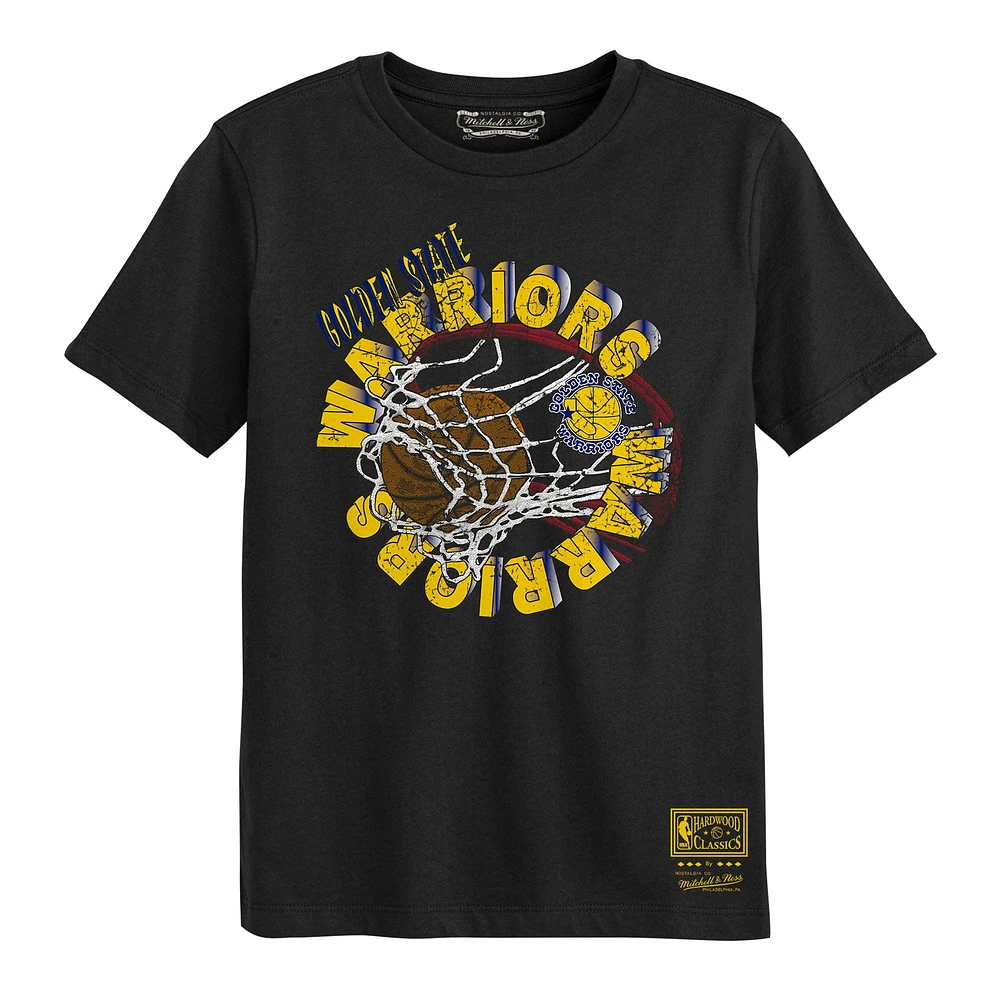 T-shirt noir « Mitchell & Ness » des Golden State Warriors pour enfants d'âge préscolaire