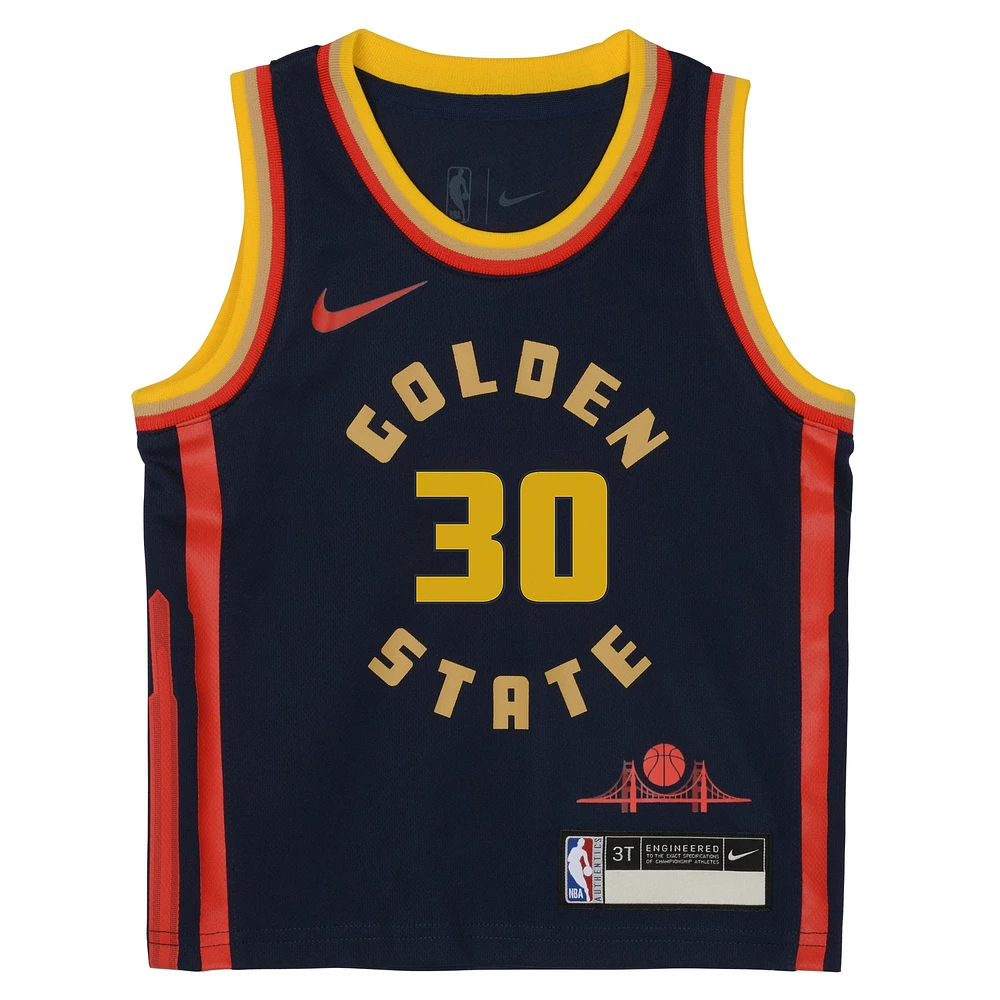 Preschool Nike Stephen Curry Navy Golden State Warriors 2024/25 Swingman Player Jersey - City Edition