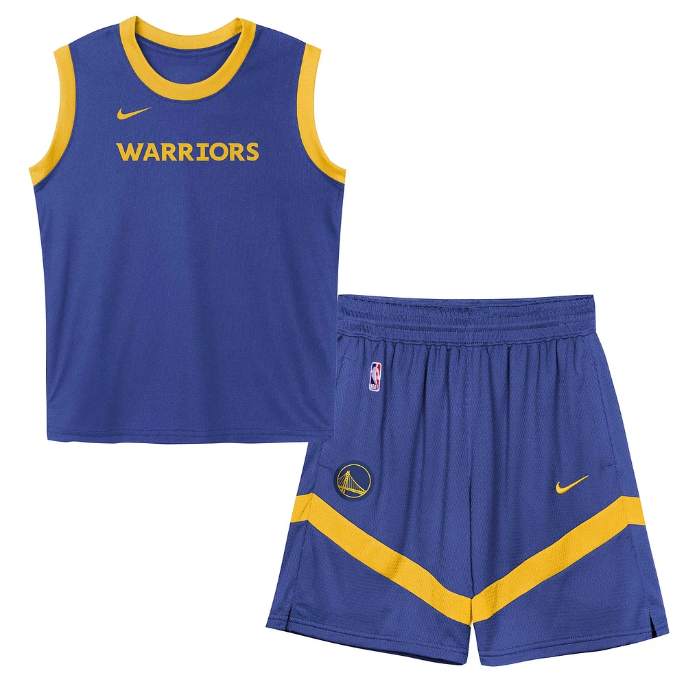 Ensemble débardeur et short en maille pour enfants d'âge préscolaire Royal Golden State Warriors