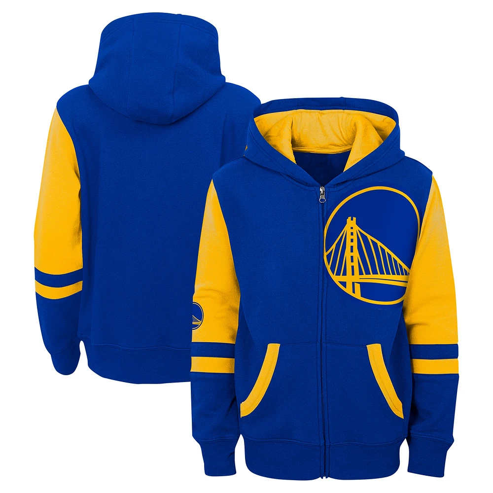 Sweat à capuche entièrement zippé pour enfants d'âge préscolaire Royal Golden State Warriors Straight To The League